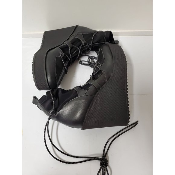 Steve Madden Atomic Wedge Lace-Up Bootie in Black Leather - Picture 9 of 11